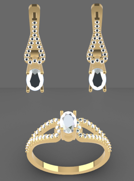 Earrings and ring Beautiful set heart 3D printmodel .c4d .max .obj .3ds .fbx .stl .blend