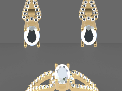 Earrings and ring Beautiful set heart 3D Baskı Modeli