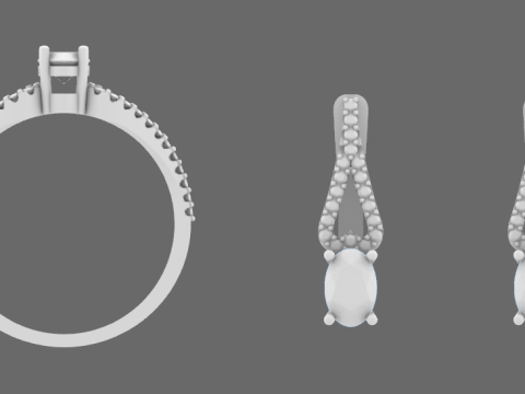 Earrings and ring Beautiful set heart 3D printmodel