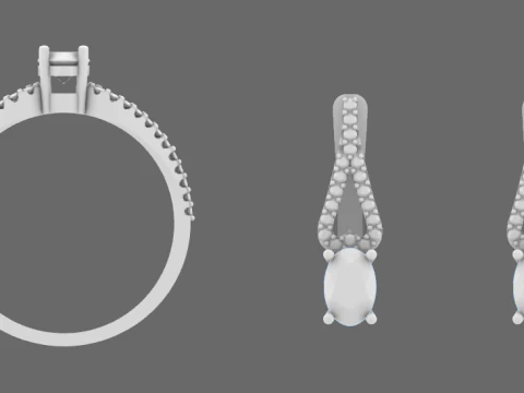 Earrings and ring Beautiful set heart 3D Print Model