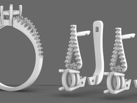 Earrings and ring Beautiful set heart 3D printmodel