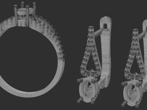 Earrings and ring Beautiful set heart 3D printmodel