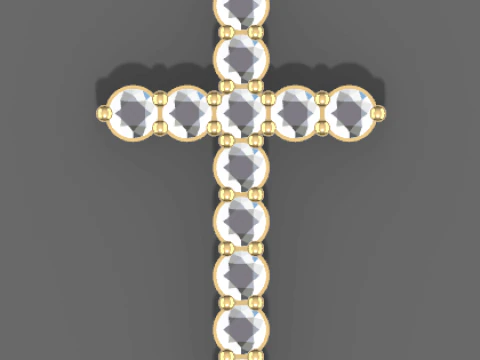 Cross with diamonds 3D Print Model