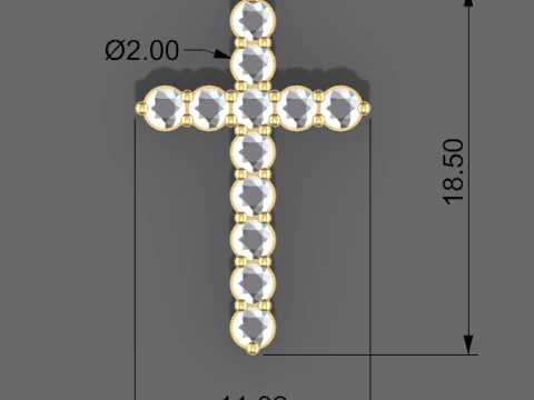 Cross with diamonds 3D Print Model