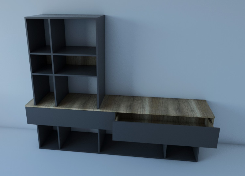 Wall in the living room Graphite Ewok Oak Modelo 3D .c4d .max .obj .3ds .fbx .stl .blend 