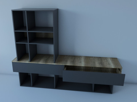 Wall in the living room Graphite Ewok Oak 3D Model