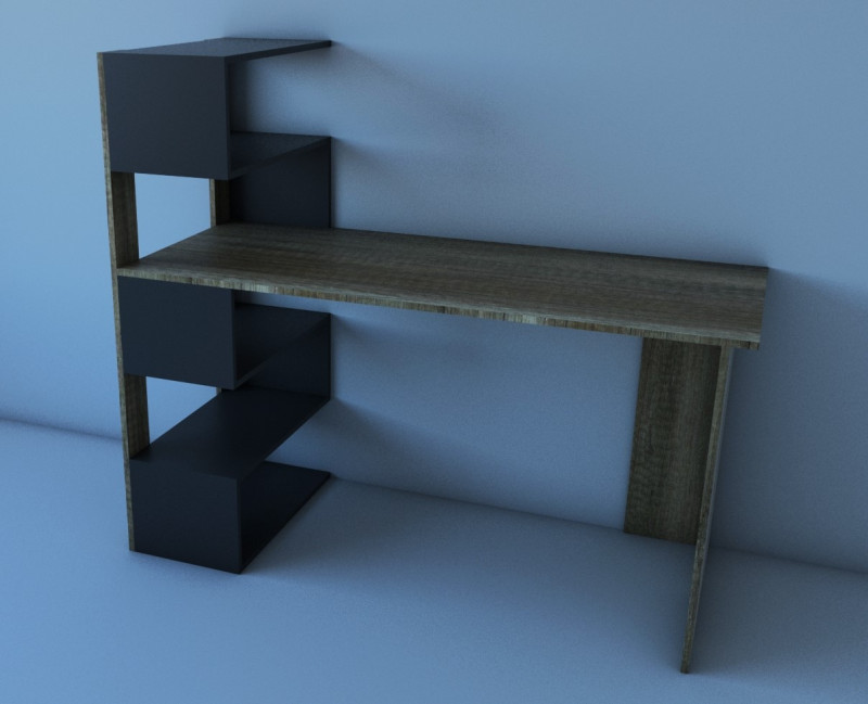 Computer table with shelves 3D Model .c4d .max .obj .3ds .fbx .stl .blend 
