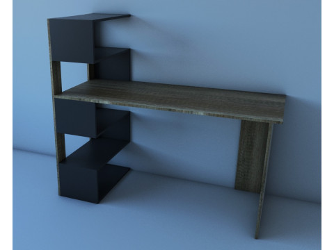 Computer table with shelves 3D Model
