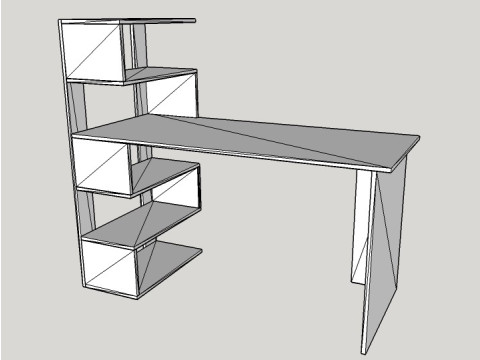 Computer table with shelves 3D Model