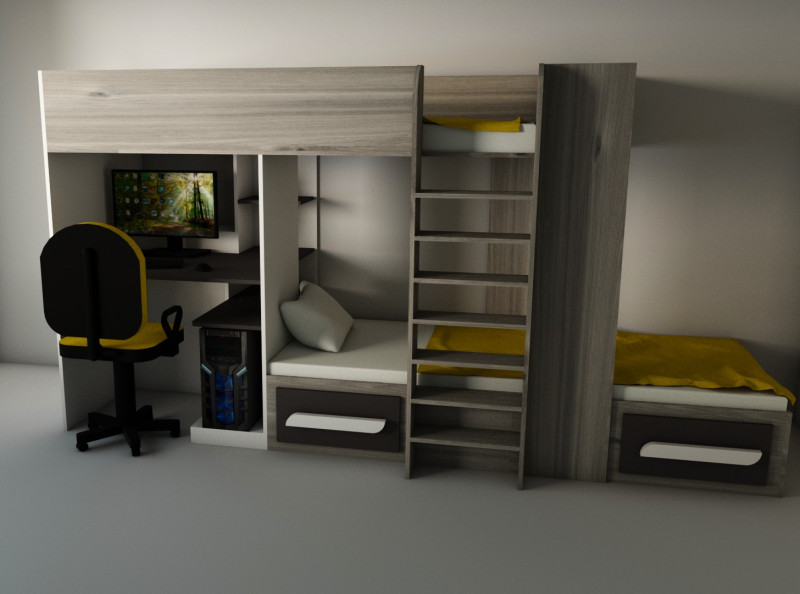Bunk bed Modèle 3D .c4d .max .obj .3ds .fbx .stl .blend 