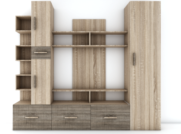 Living Room Wall Everest Breeze Oak Sonoma Truffle 3D 모델 .c4d .max .obj .3ds .fbx .stl .blend 