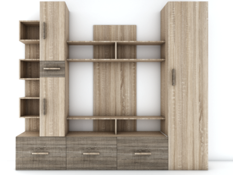 Living Room Wall Everest Breeze Oak Sonoma Truffle 3D Model