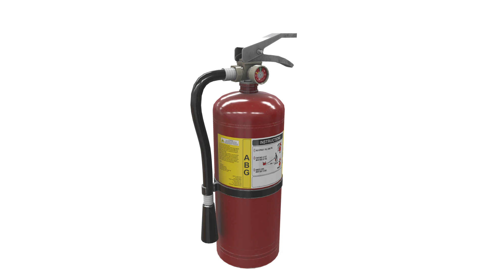Fire Extinguisher ABG 3D Model .c4d .max .obj .3ds .fbx .stl .blend 