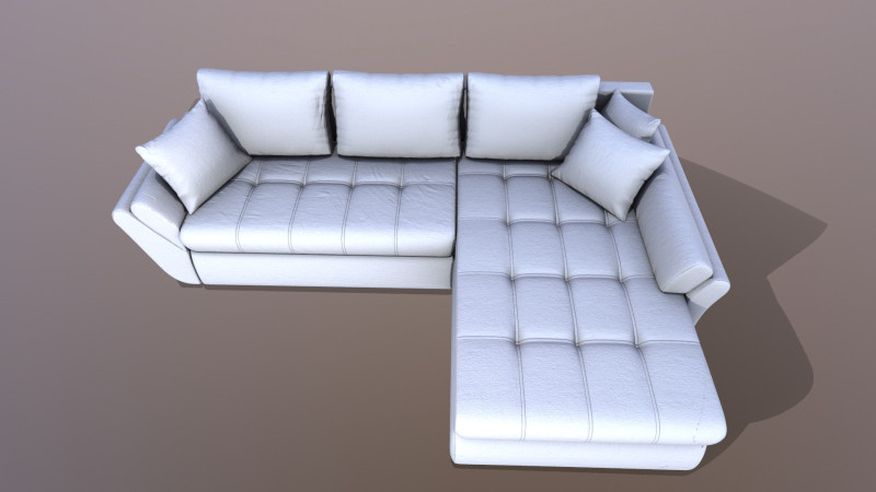L shape Faux Leather Sofa 3D Model .c4d .max .obj .3ds .fbx .stl .blend 