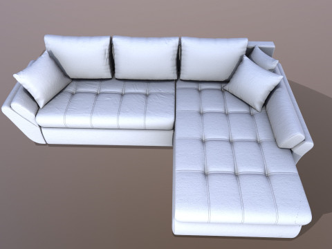L shape Faux Leather Sofa 3Dモデル