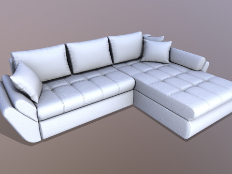 L shape Faux Leather Sofa 3D Model