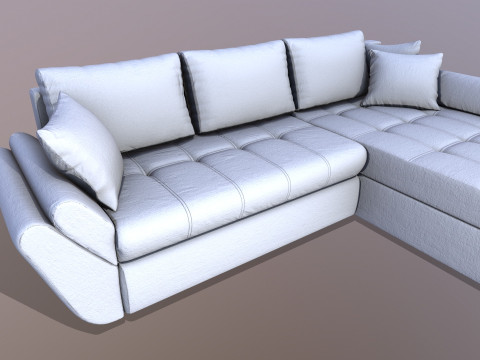 L shape Faux Leather Sofa 3D Model