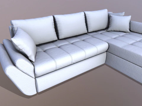L shape Faux Leather Sofa 3D Model