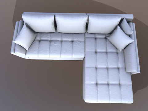 L shape Faux Leather Sofa 3D Model