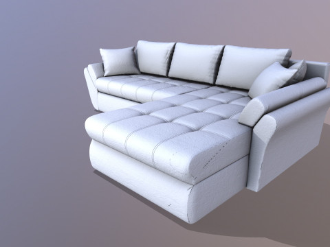 L shape Faux Leather Sofa 3D Model