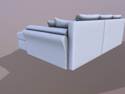 L shape Faux Leather Sofa 3D Model