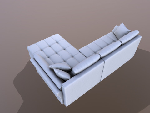 L shape Faux Leather Sofa 3D Model