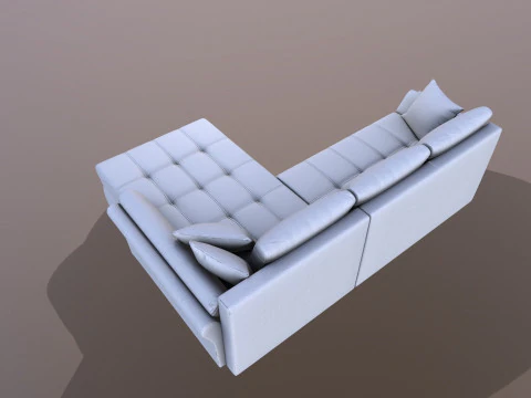 L shape Faux Leather Sofa 3D Model