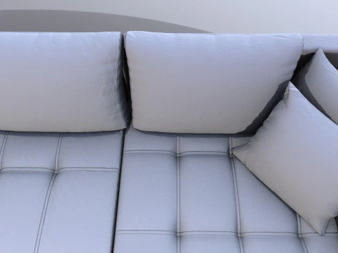 L shape Faux Leather Sofa 3D Model