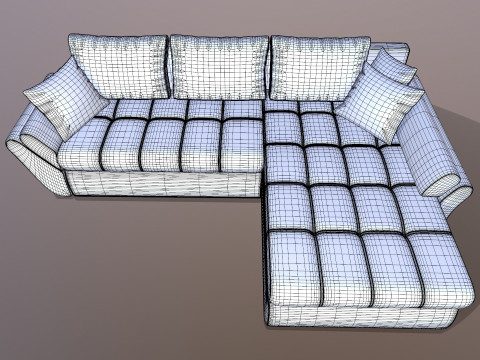 L shape Faux Leather Sofa 3D Model