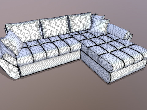 L shape Faux Leather Sofa 3D Model