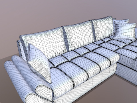 L shape Faux Leather Sofa 3D Model