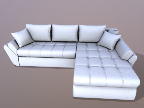 L shape Faux Leather Sofa 3D Model