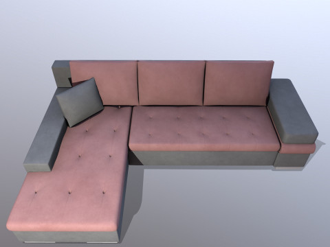 L shape Leather Sofa 3D Model