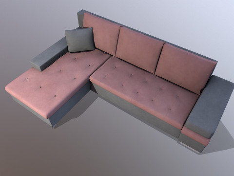 L shape Leather Sofa 3Dモデル