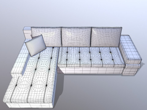 L shape Leather Sofa 3Dモデル