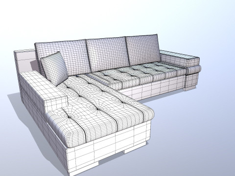 L shape Leather Sofa 3Dモデル