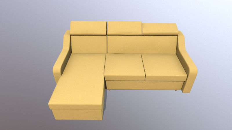 L shaped Leather Sofa yellow Model 3D .c4d .max .obj .3ds .fbx .stl .blend