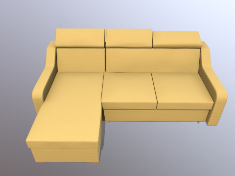 L shaped Leather Sofa yellow 3D Model