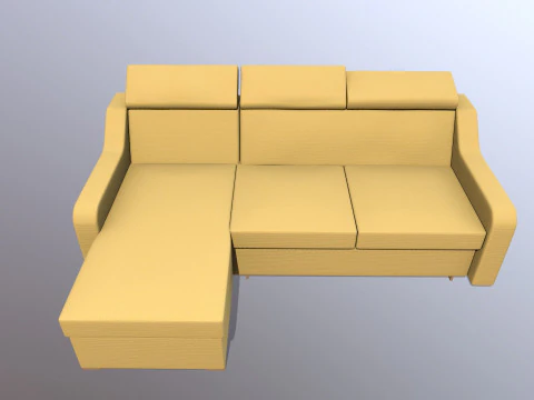 L型真皮沙发 黄色 3D 模型