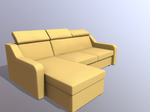 L shaped Leather Sofa yellow Model 3D