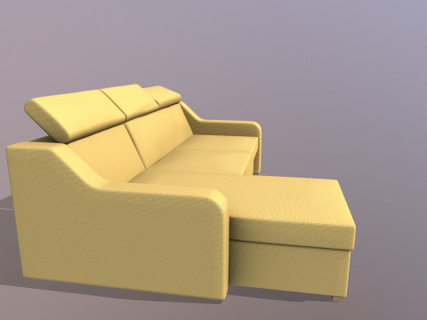 L shaped Leather Sofa yellow Model 3D