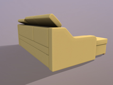 L shaped Leather Sofa yellow Model 3D