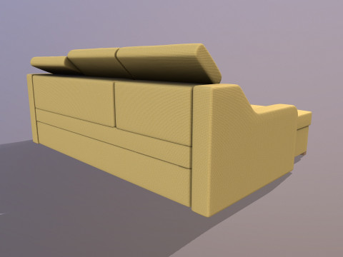 L shaped Leather Sofa yellow Model 3D