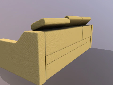 L shaped Leather Sofa yellow 3D Model