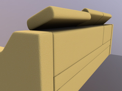 L shaped Leather Sofa yellow Model 3D