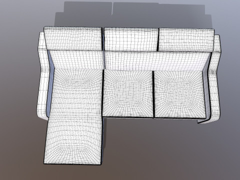 L shaped Leather Sofa yellow Model 3D
