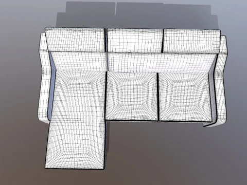 L shaped Leather Sofa yellow 3D Model