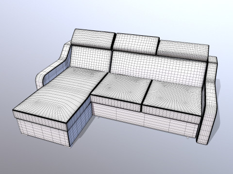 L shaped Leather Sofa yellow Model 3D