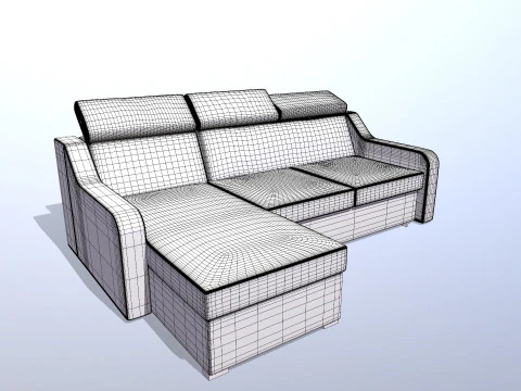 L shaped Leather Sofa yellow 3D Model