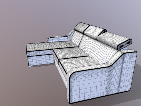 L shaped Leather Sofa yellow Model 3D